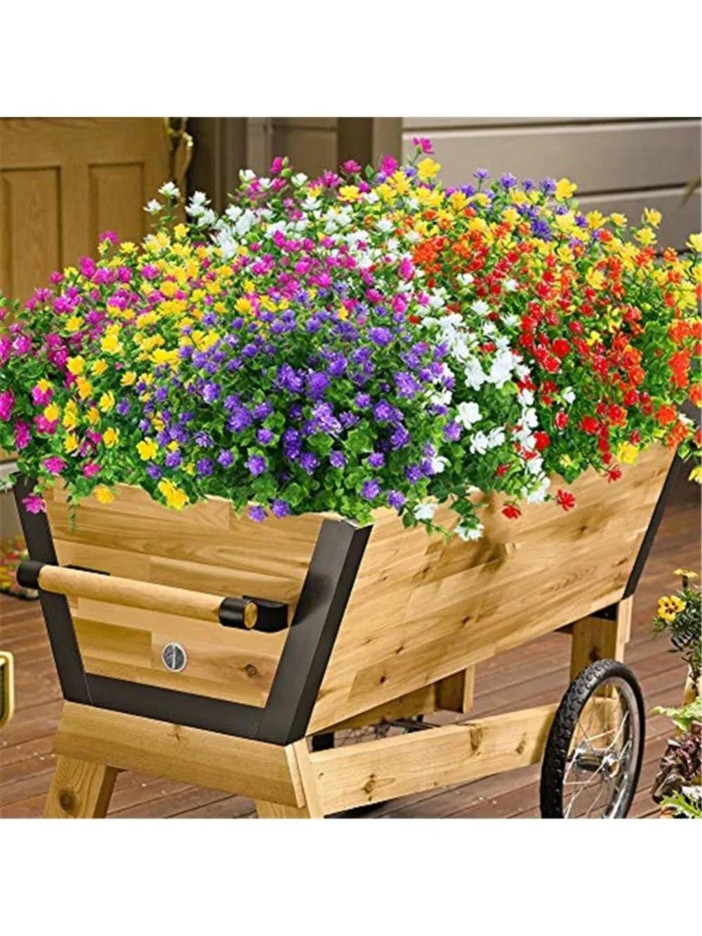 Artificial Outdoor Flowers UV Resistant Fake Boxwood Faux Greenery White Set 6